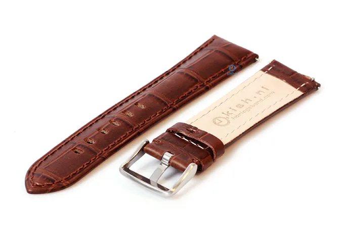 Watchstrap 22mm croco leather brown