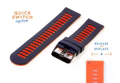 Silicone 22mm watch band - blue/orange