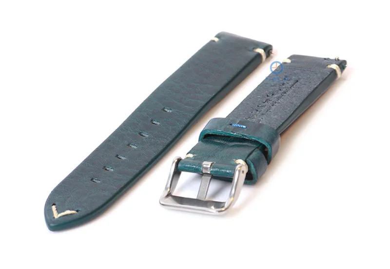 Horlogeband 20mm vintage blauw leer