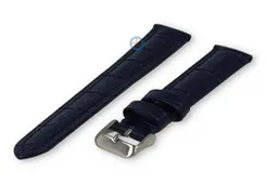 18mm navy leather strap with croco print