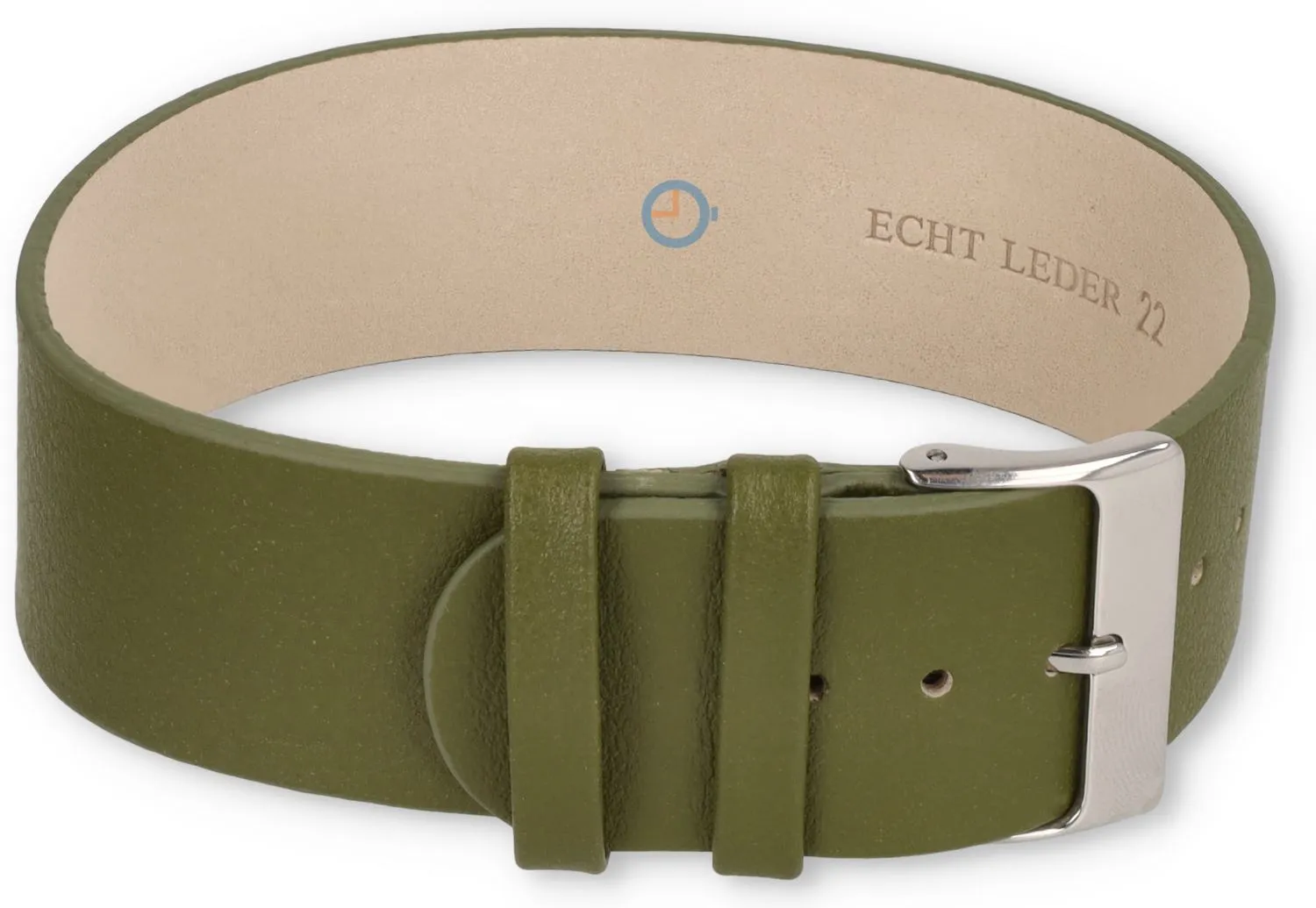 One-piece leather strap - 22mm - avocado
