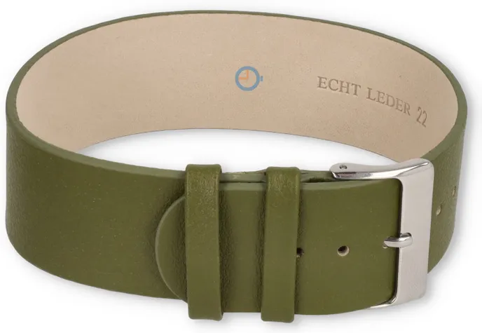 One-piece leather strap - 22mm - avocado