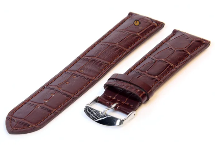 Watchstrap 16mm darkbrown leather extra long
