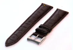 Matte watchstrap 22mm darkbrown crocodile leather