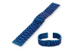 Watch strap 22mm matt steel - blue
