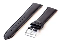 Open-end clip watch strap 18mm - leather black