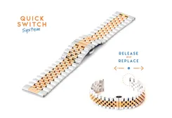 Bicolour Uhrenarmband 20mm Silber/Roségold - Stahl