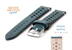 Horlogeband 22mm vintage perforated groen leer