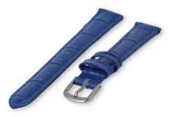 Leren bandje met krokoprint - 12mm - koningsblauw