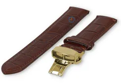 Luxe Festina horlogeband donkerbruin leer - vlindersluiting (goud) - 20mm