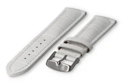 Watch band with crocoprint 20mm white leather