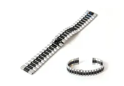 Watchstrap 18mm stainless steel silver black