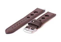 Watchstrap 18mm vintage triple hole dark brown leather