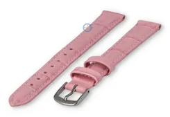 Leather XL strap with crocoprint - 12mm - pink