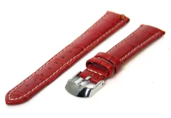 Watchstrap 14mm red brown leather croco