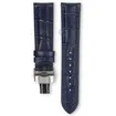 Luxuriöses Edox-Uhrenarmband aus dunkelblauem Leder – Faltschließe – 22 mm