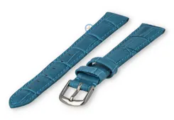 Leather XL strap with crocoprint - 12mm - petrol