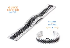 watch band 20mm steel silver/black - partly polished