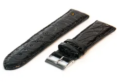 22mm horlogeband echt krokodillenleer zwart