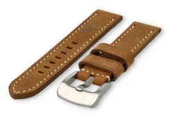 Water-repellent leather watch strap - 22mm - brown