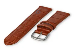 Leather watch strap croco - 20mm - brown