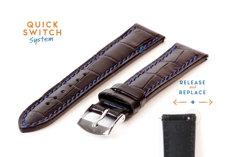 Watchstrap 18mm croco leather black