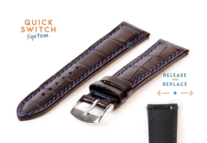 Watchstrap 18mm croco leather black