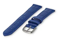 Leather strap with frizzled print - 16mm - royal blue