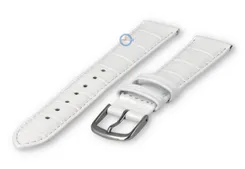 Leather strap with frizzled print - 16mm - white
