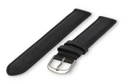 XL watch strap smooth leather - 18mm - black