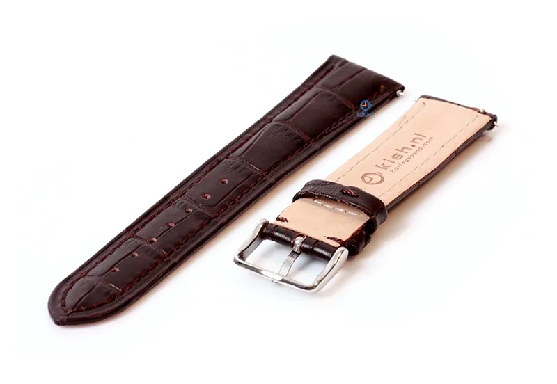 Watchstrap 20mm croco leather darkbrown