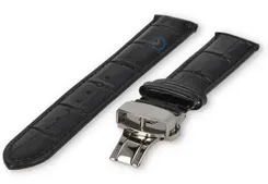 19mm - black - croco leather strap with butterfly-clasp