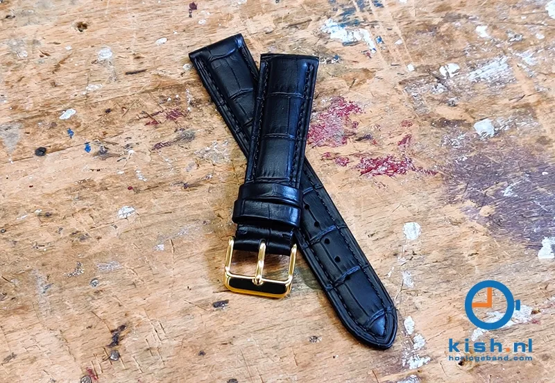 Watchstrap 18mm croco leather black