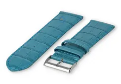 Calfskin XL strap with croco embossing - 28mm - petrol
