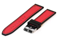 Watchstrap 20mm black-red rubber