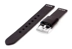 Stevige 20mm horlogeband zwart leer - XXL