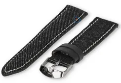 Stitched denim strap - 18mm - black