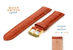Quick Switch watch strap 20mm lightbrown leather - golden buckle
