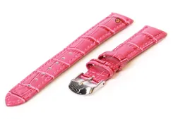 Horlogeband 12mm fuchsia leer kroko