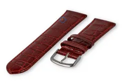 Leather watch strap croco - 20mm - bordeaux