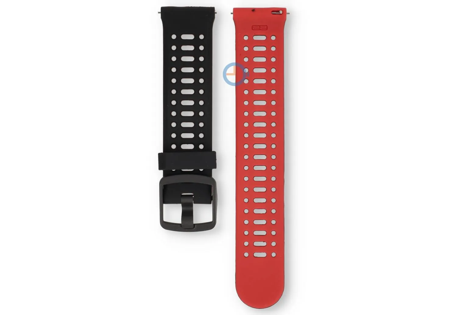22mm siliconen bandje - ademend design - zwart/rood