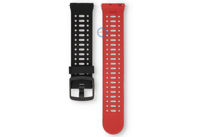 22mm siliconen bandje - ademend design - zwart/rood