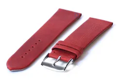 Horlogeband 22mm wijnrood leer