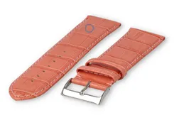 Calfskin XL strap with croco embossing - 28mm - salmon pink