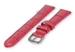 Leather strap with croc-print - 12mm - raspberry