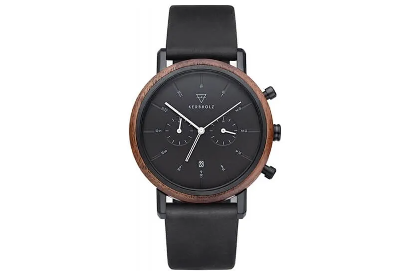 Kerbholz Johann horlogeband - Walnut Dark Midnight Black