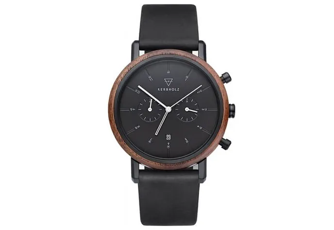 Kerbholz Johann horlogeband - Walnut Dark Midnight Black