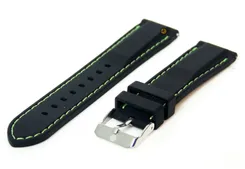 Watchstrap 18mm black-green silicone with quick release