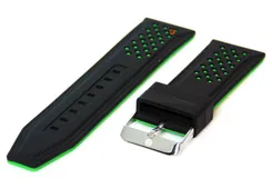24mm siliconen horlogeband zwart-groen