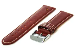 Watchstrap 18mm brown leather white stitches